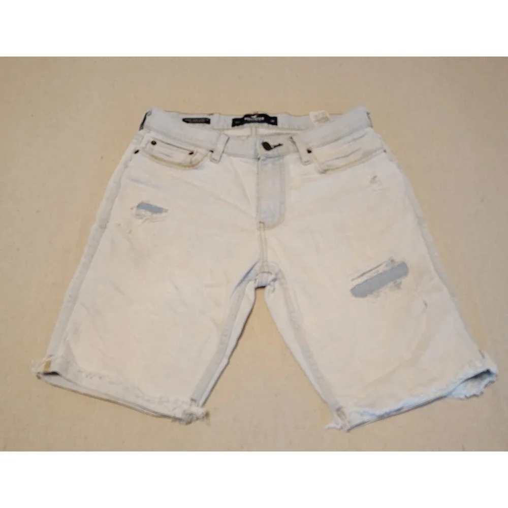 Hollister Epic Flex Skinny Denim Shorts Light Wash Distressed Mens 29 9 Inseam